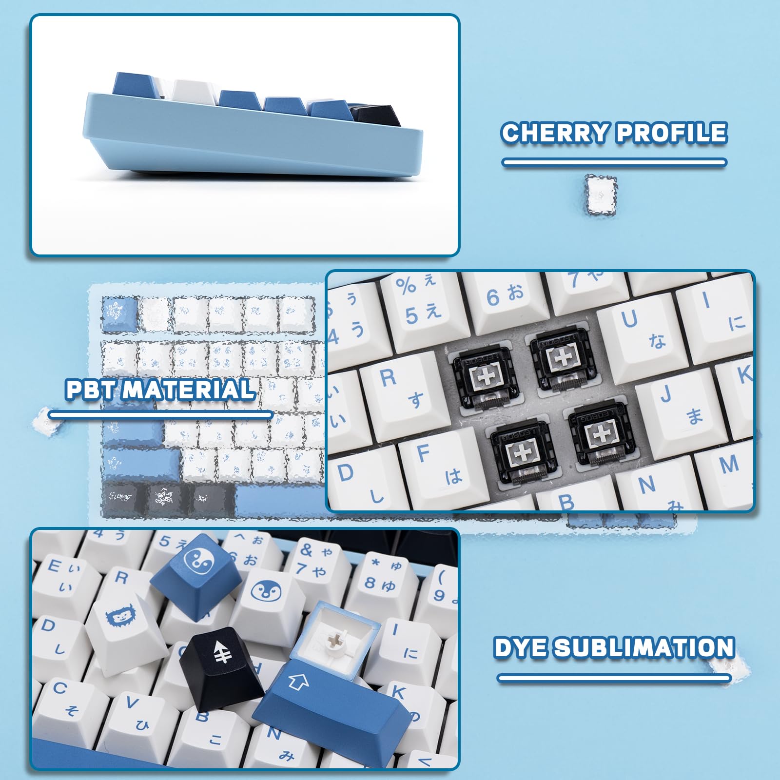 Amazon | GEKUCAP PBT キーキャップ 129キー 北極テーマ キーキャップ
